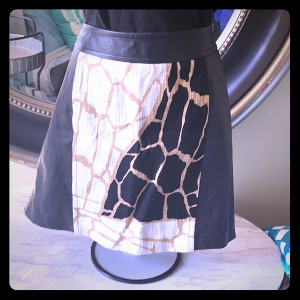 Leather/linen Rachel Zoe mini skirt